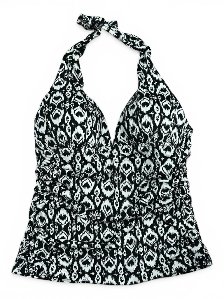 La Blanca Serene Black And White Print Tummy Control Halter Tankini Top